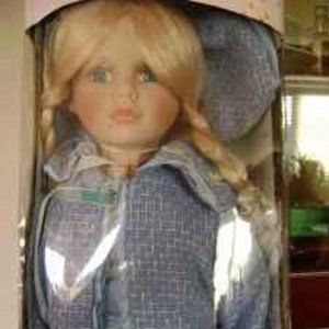 NIB Vintage 20" Hand Painted Porcelain Doll